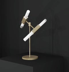 Imagin Tubular Table Lamp in Brushed Brass and Frosted Glass