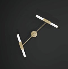 Imagin Tubular Wall Light in Brushed Brass and Frosted Glass
