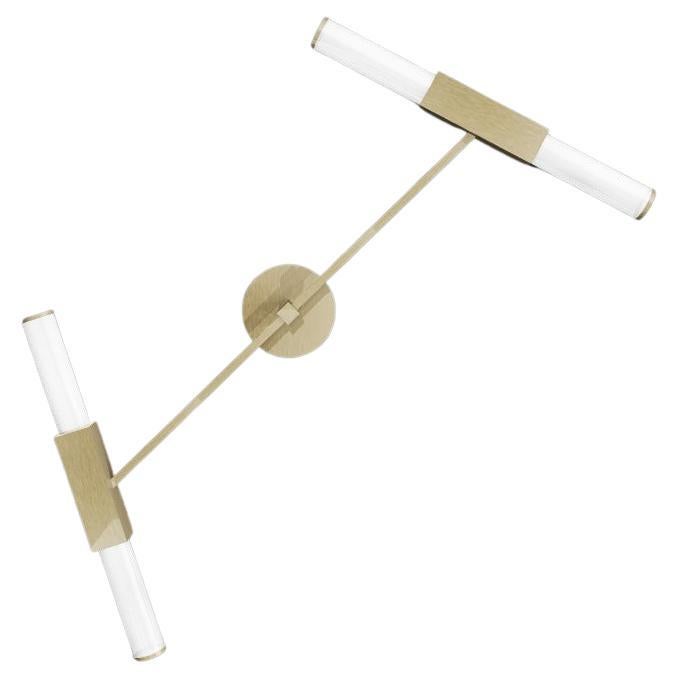 Imagin Tubular Wall Light in Brushed Brass and Frosted Glass For Sale