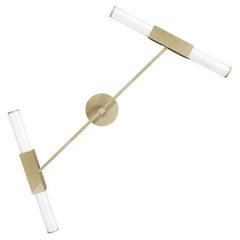 Imagin Tubular Wall Light in Brushed Brass and Frosted Glass