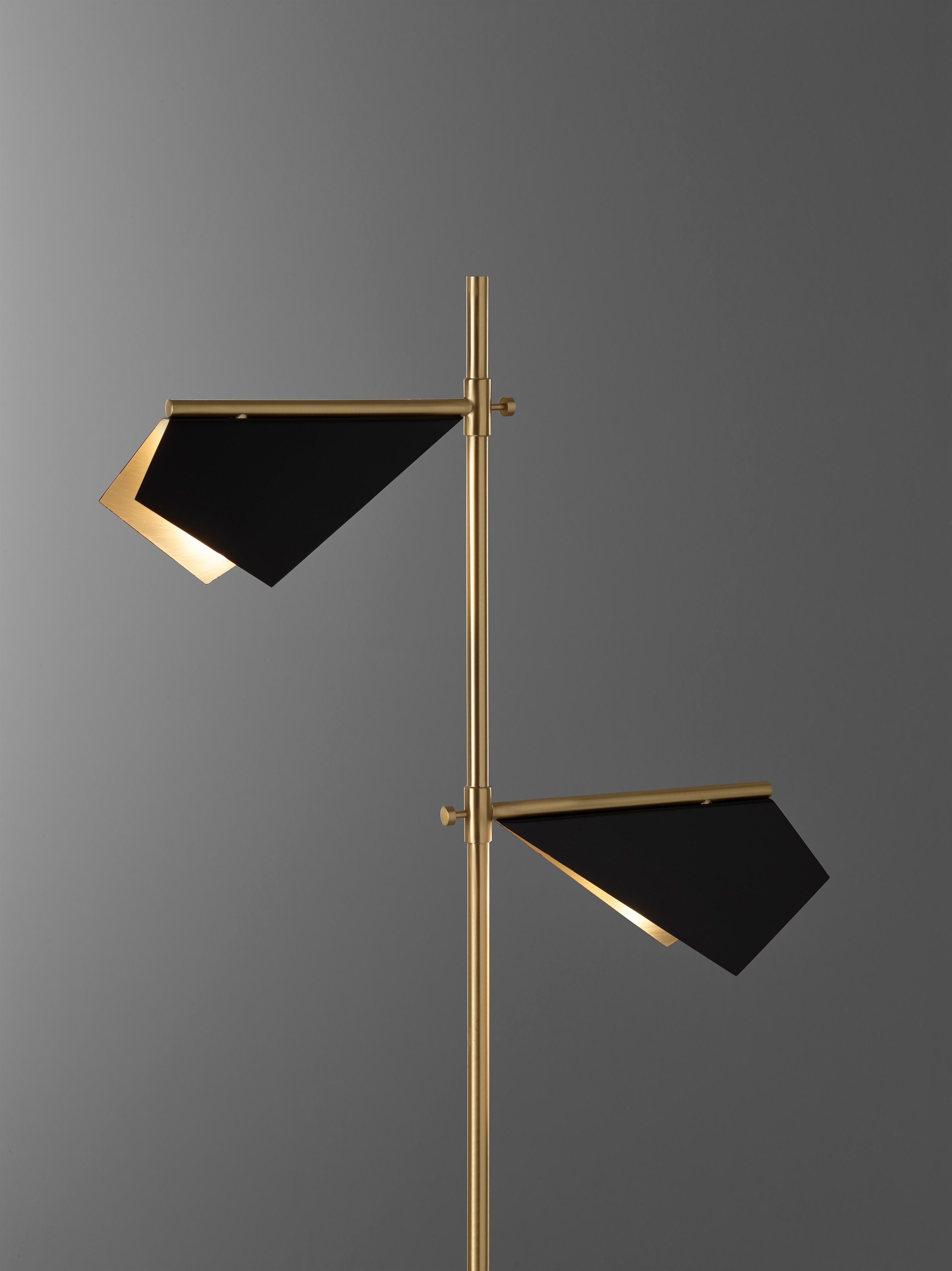 European Imagin Vespertilio Floor Lamp in Matt Black and Brushed Brass  For Sale