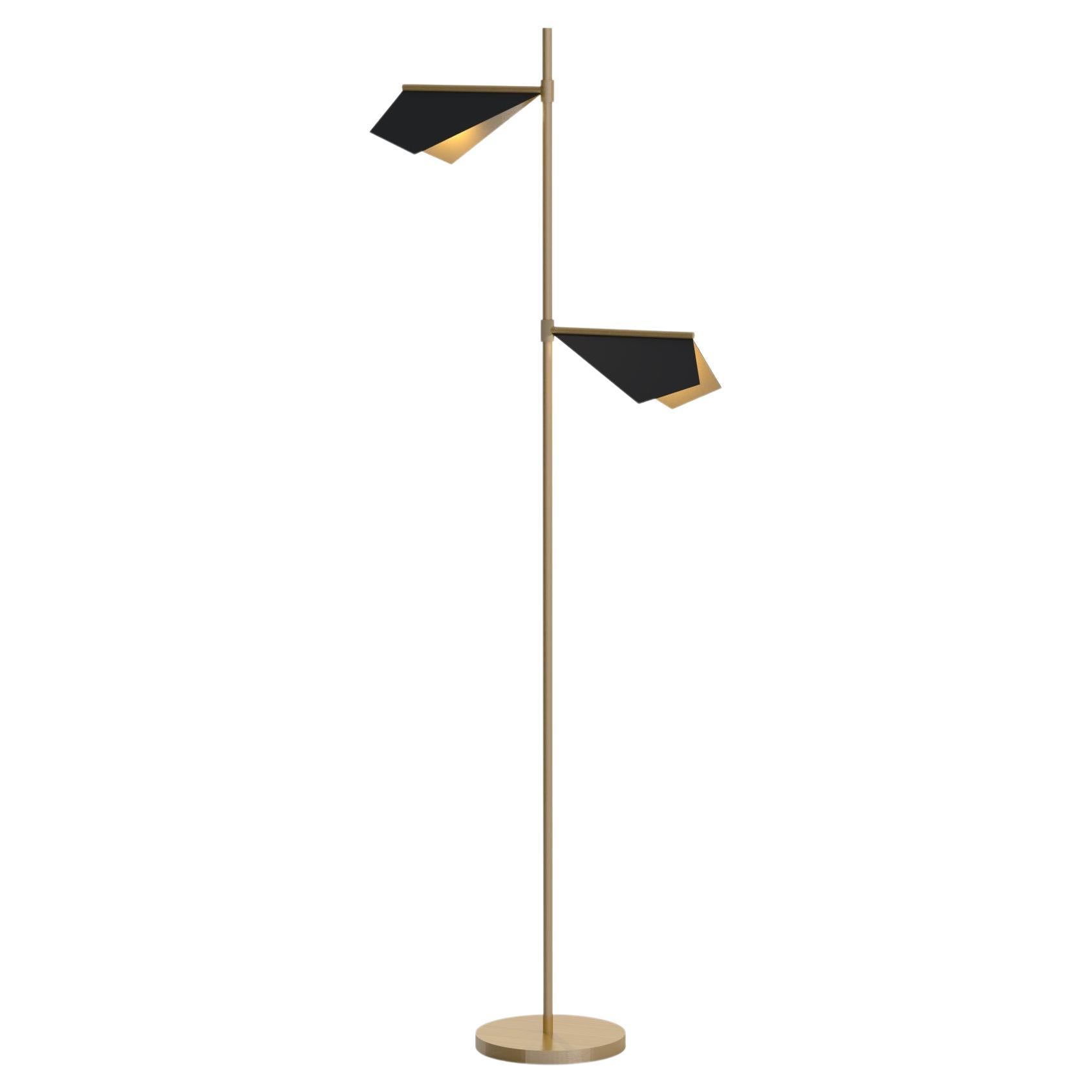 Imagin Vespertilio Floor Lamp in Matt Black and Brushed Brass  For Sale