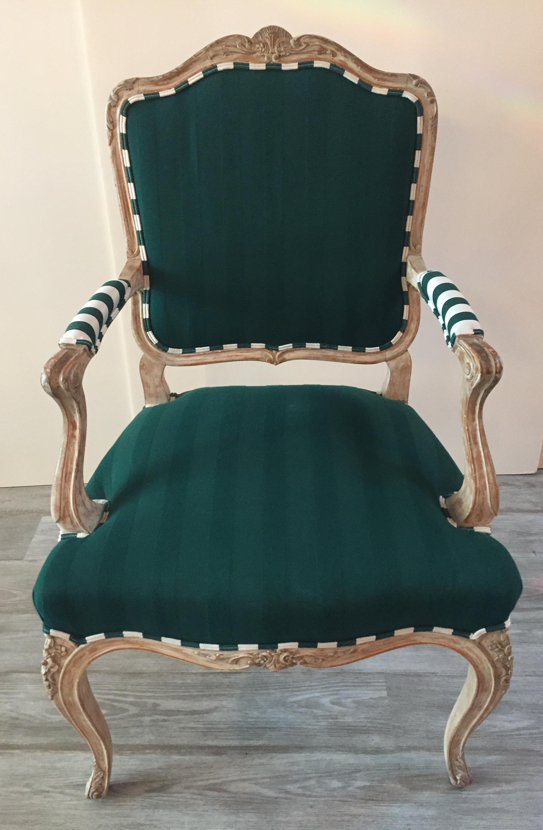 American Imaginatively Upholstered Pair of French Style Bergère Club Chairs