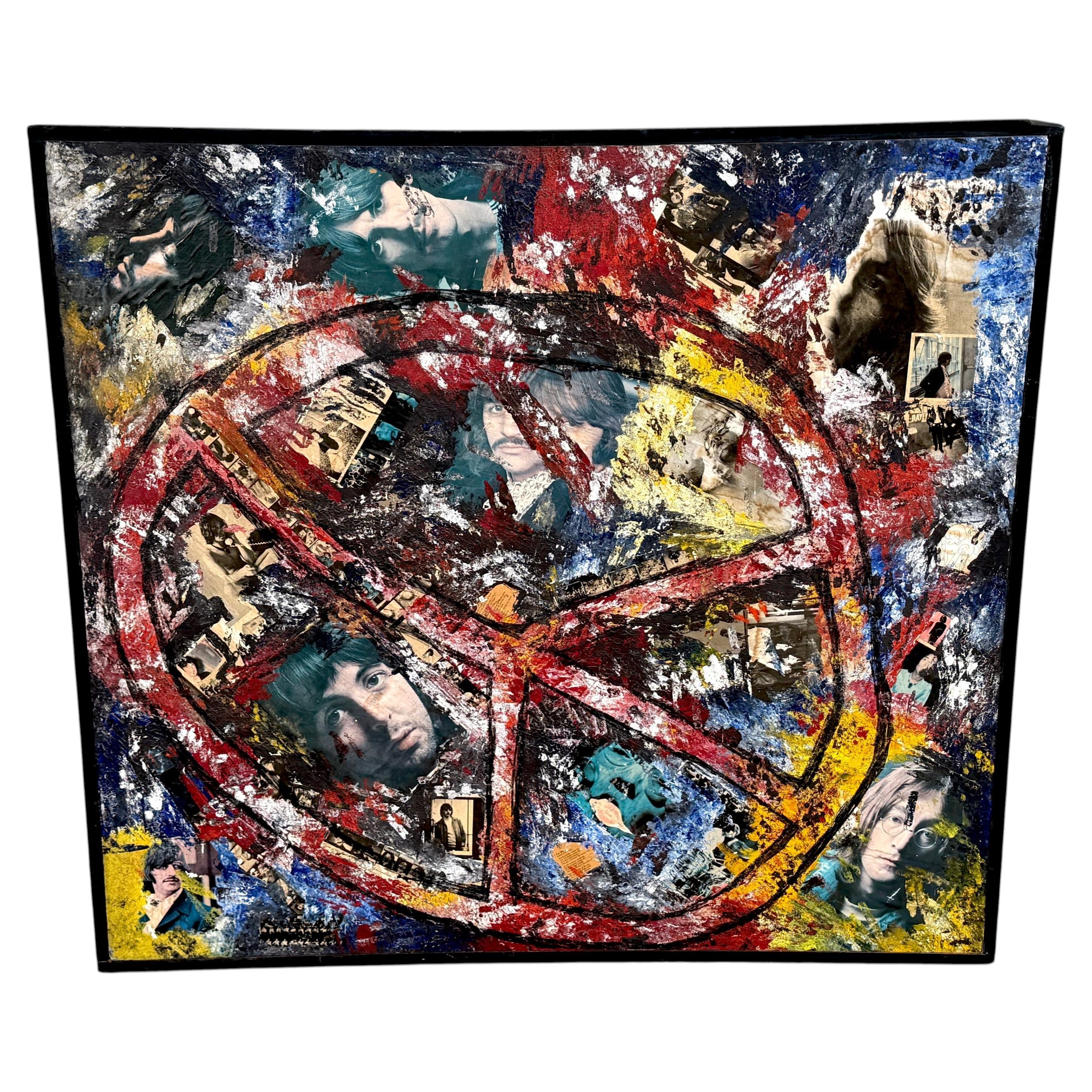 Beatles 'Imagine Peace' Monumental Mixed Media Painting, Circa 1970 For Sale