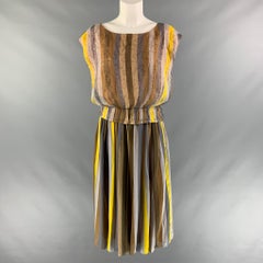 I.MAGNIN Size M Peach & Grey Stripe Mid-Calf Outfits & Sets