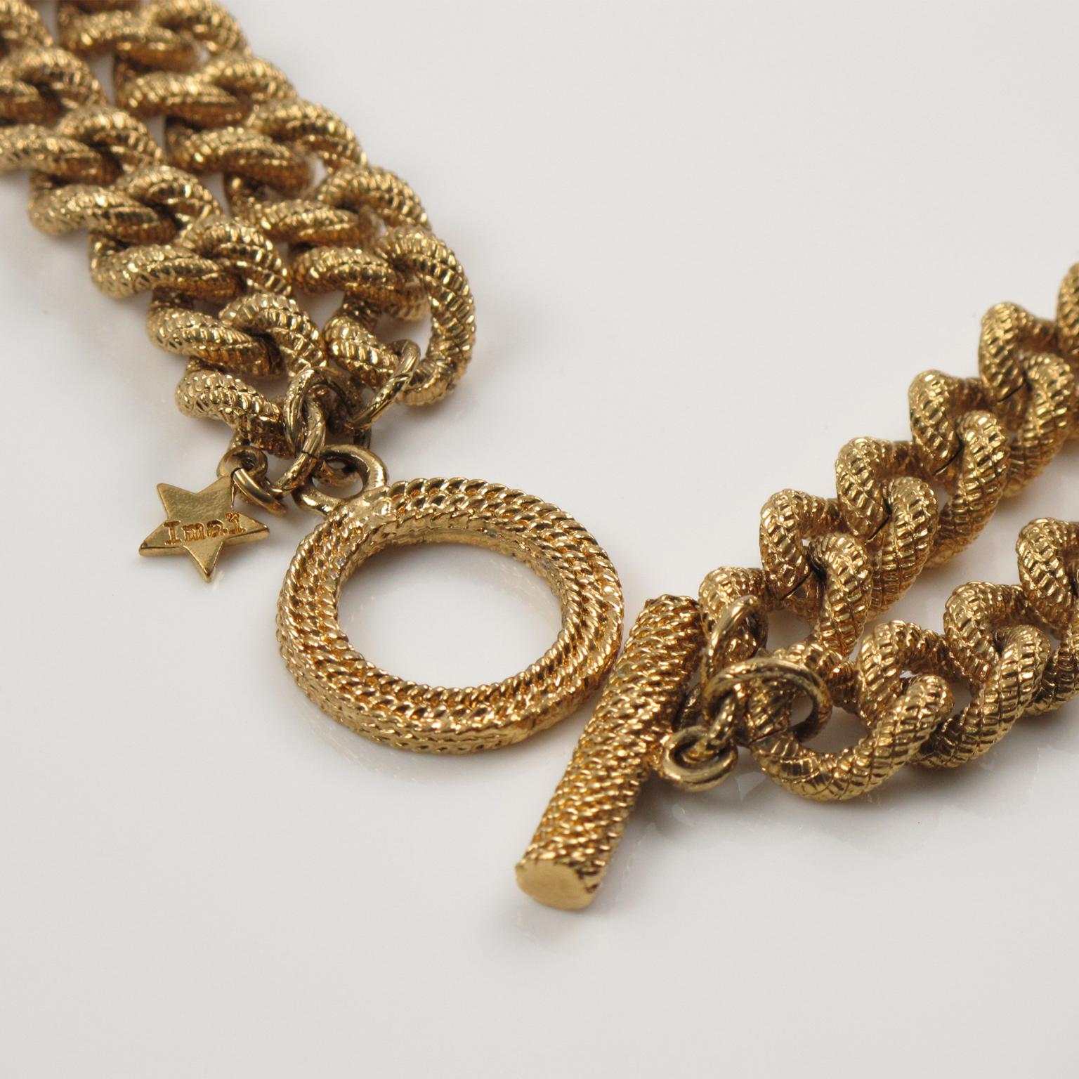 Imai Paris Oversized Gilt Metal Geometric Choker Necklace In Excellent Condition In Atlanta, GA