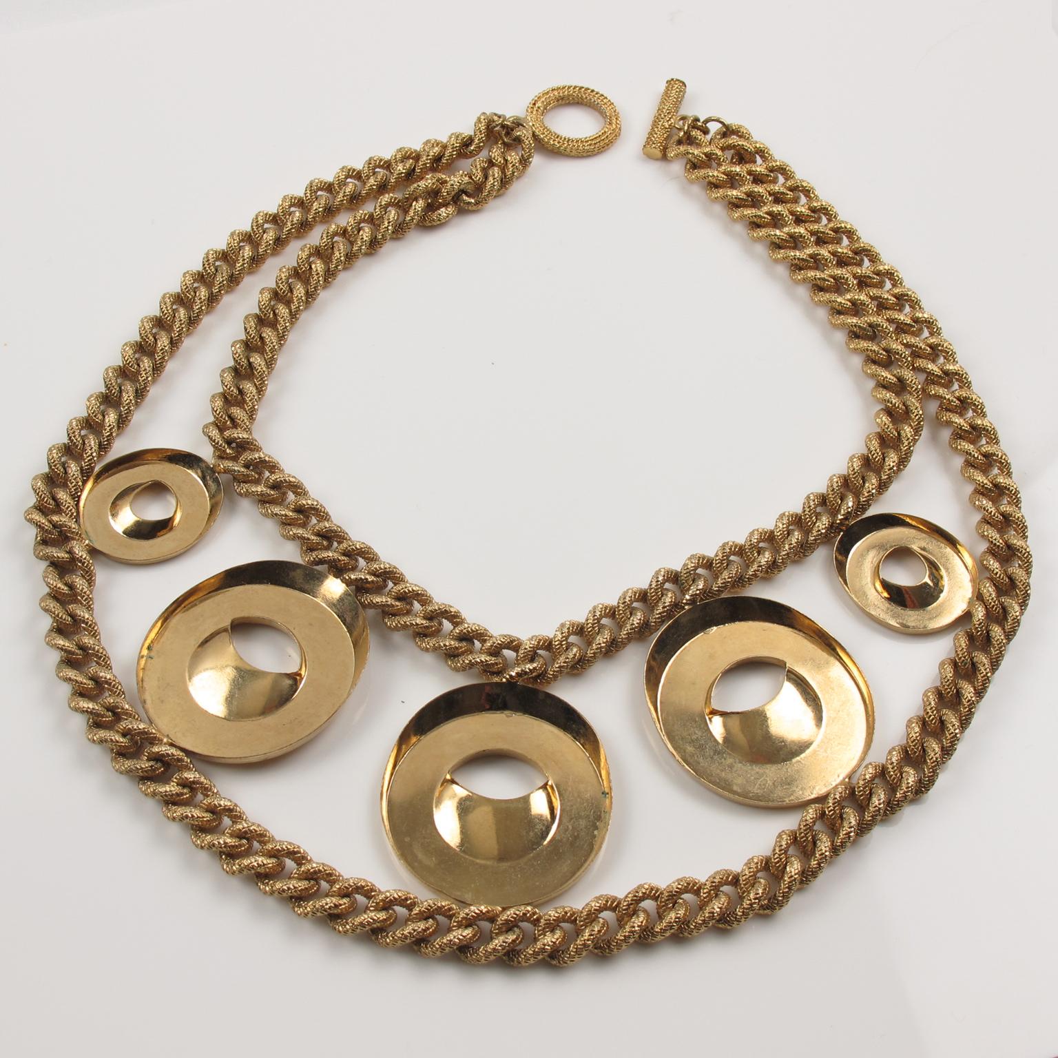 Imai Paris Oversized Gilt Metal Geometric Choker Necklace 3