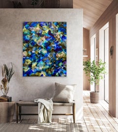 "Bluebird"- Vibrant, Colorful Mixed Media Abstract Fine Art Painting