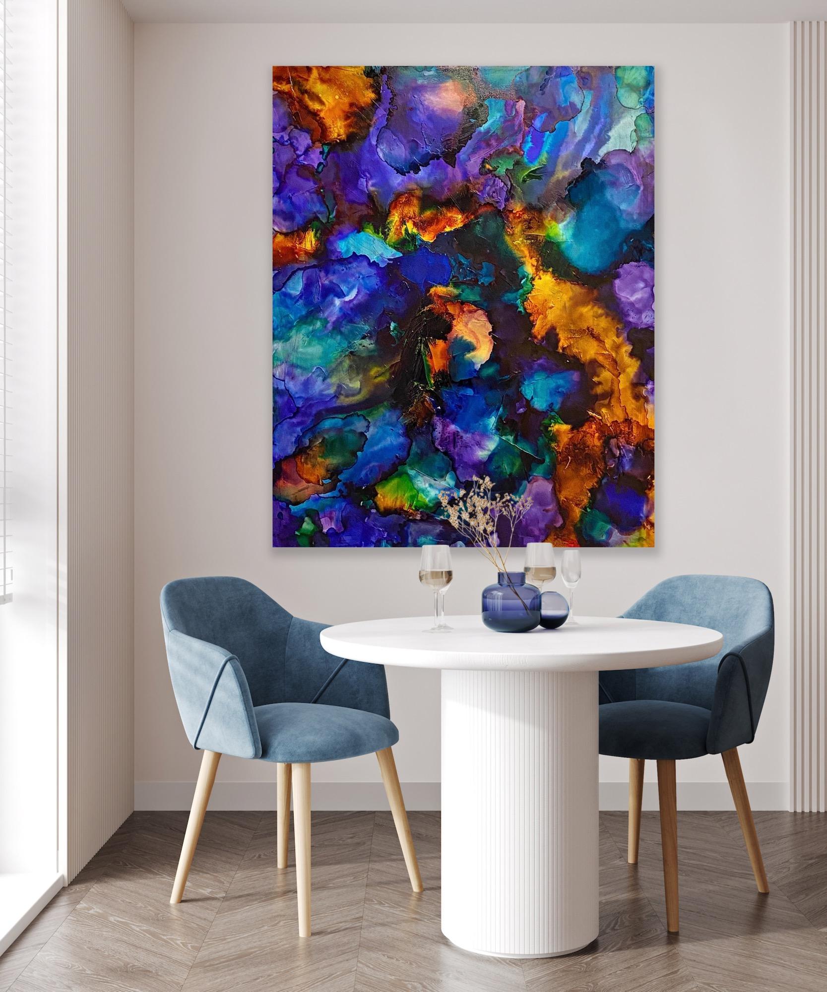 “Gut of the Mystic”- Vibrant, Mixed Media, Abstract Fine Art Painting For Sale 1