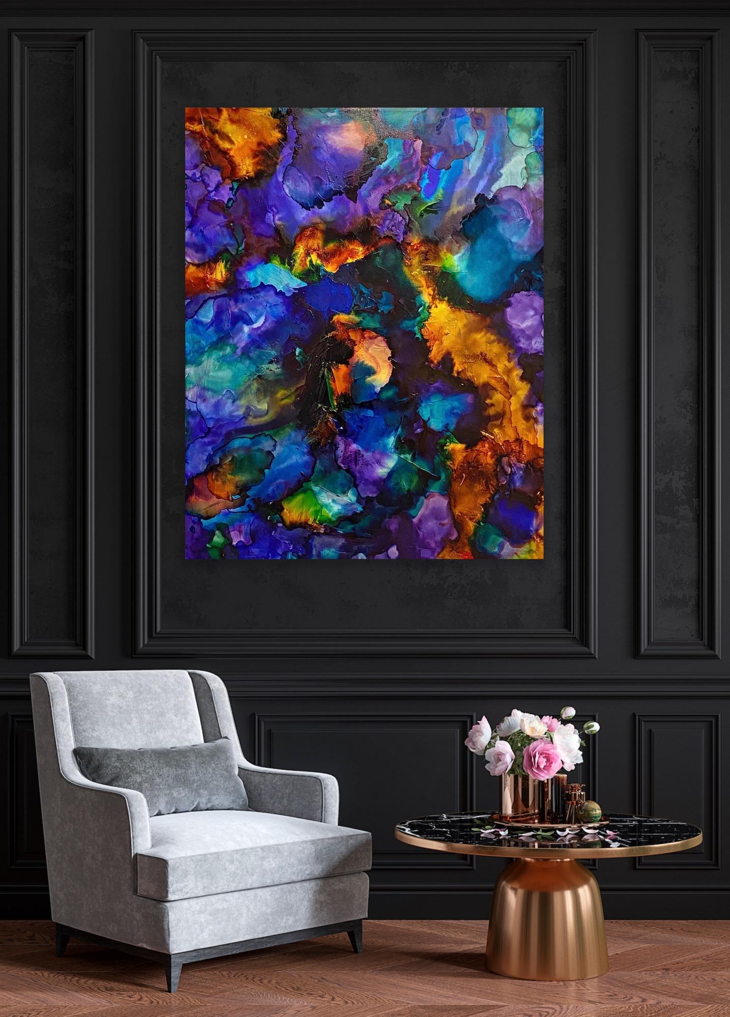 “Gut of the Mystic”- Vibrant, Mixed Media, Abstract Fine Art Painting For Sale 2