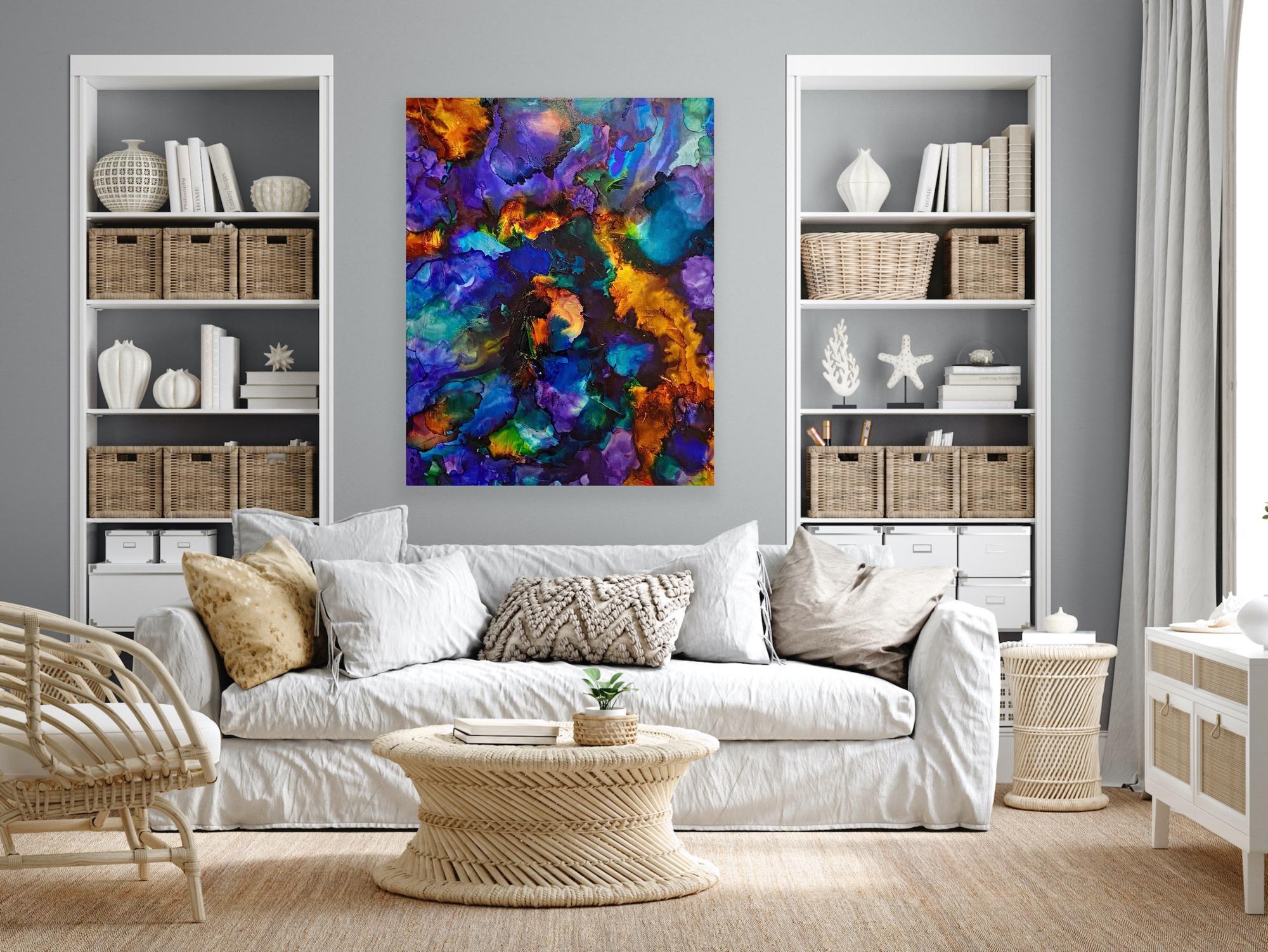 “Gut of the Mystic”- Vibrant, Mixed Media, Abstract Fine Art Painting For Sale 3