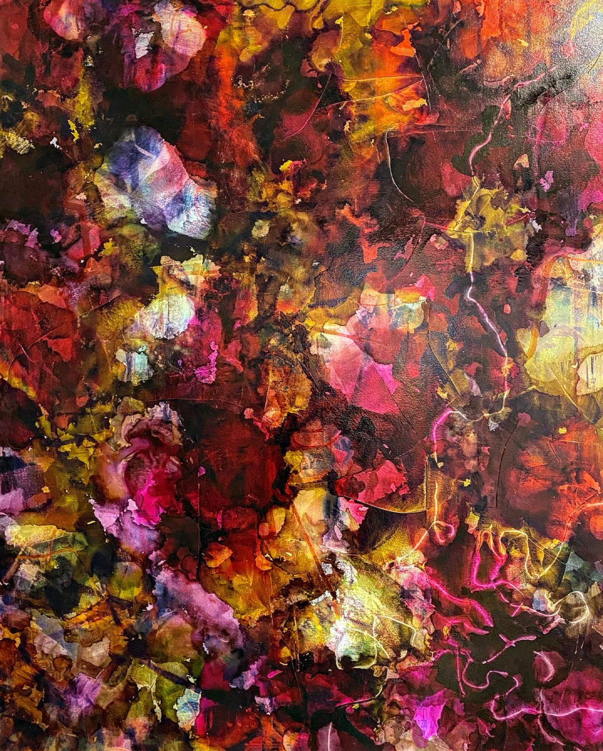 Le cœur à la maison  Techniques mixtes vibrantes, peinture d'art abstraite - Painting de Imani Bilal