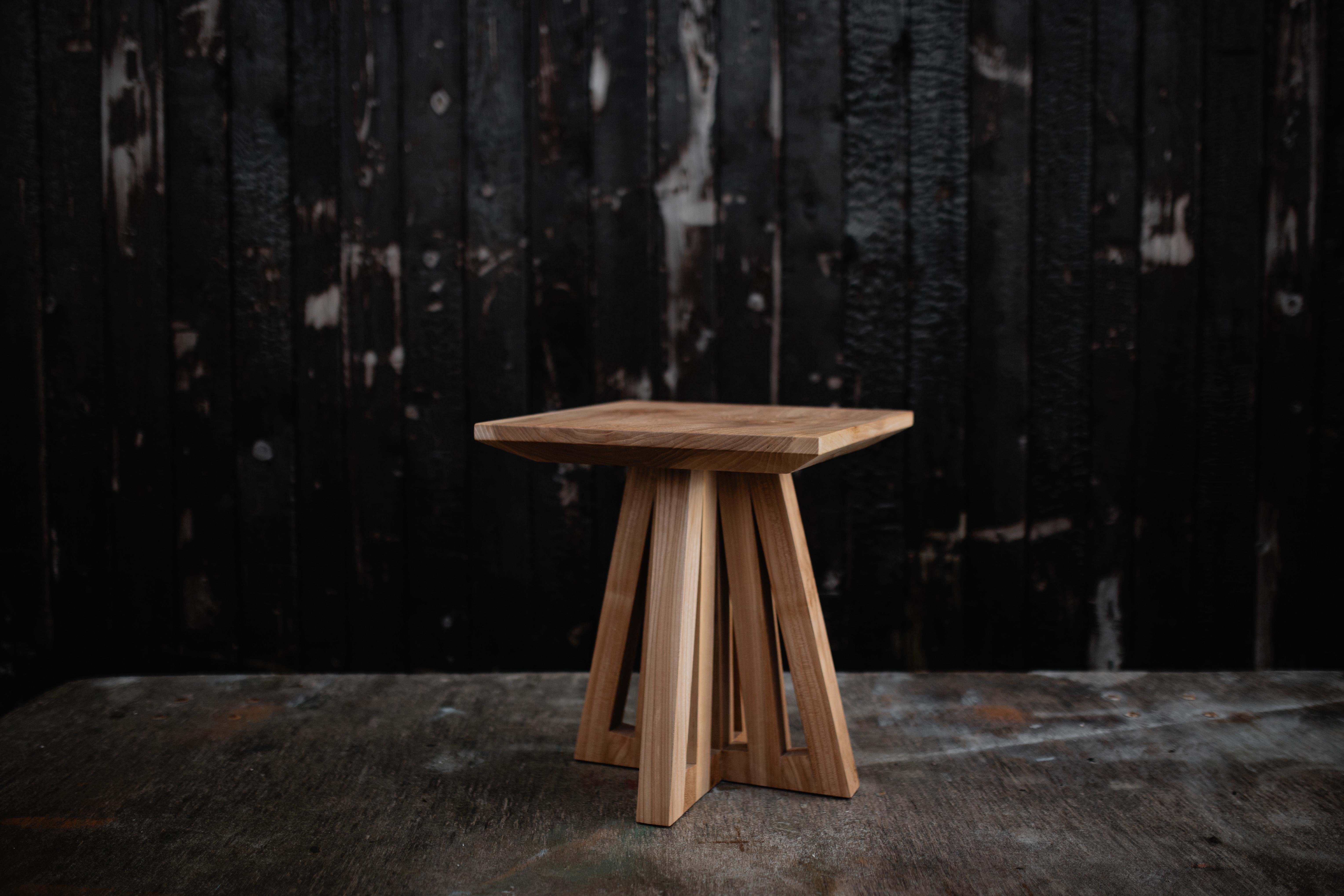 Imani side table by Albert Potgieter Designs
Dimensions: D 40 x H 45 cm
Materials: Elm wood 
Product is customizable.

“Look and Feel designs”, this is the Tagline and the way of designing of Albert Potgieter. Albert was a qualified