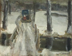 On the Road in Winter. 1956. Oil on canvas, 64x80.5 cm. Signed