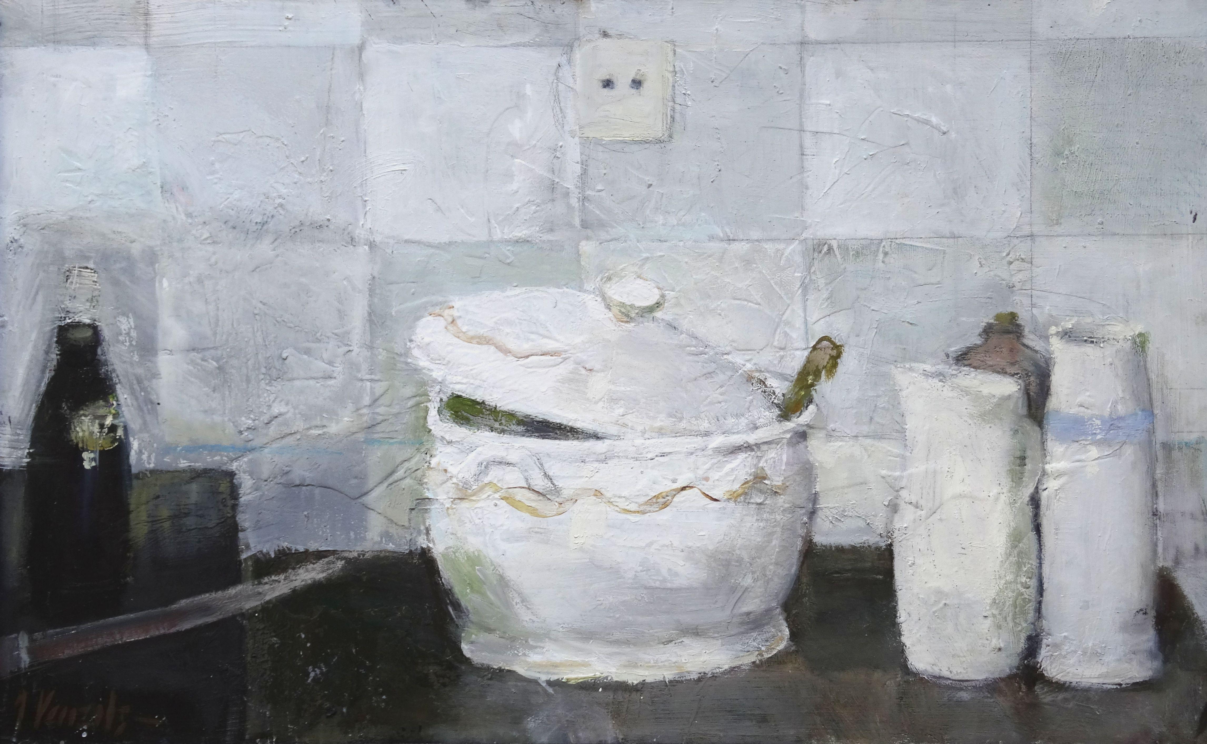 Still Life in Kitchen. Oil on plywood. 50x80 cm