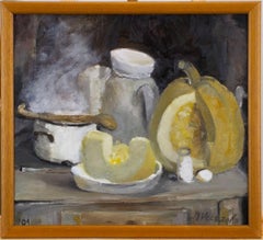 Stilleben auf dem Herd. Öl auf Karton. 33,5x37 cm