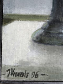 Natura morta con lampada. Olio su tela. 59x50 cm