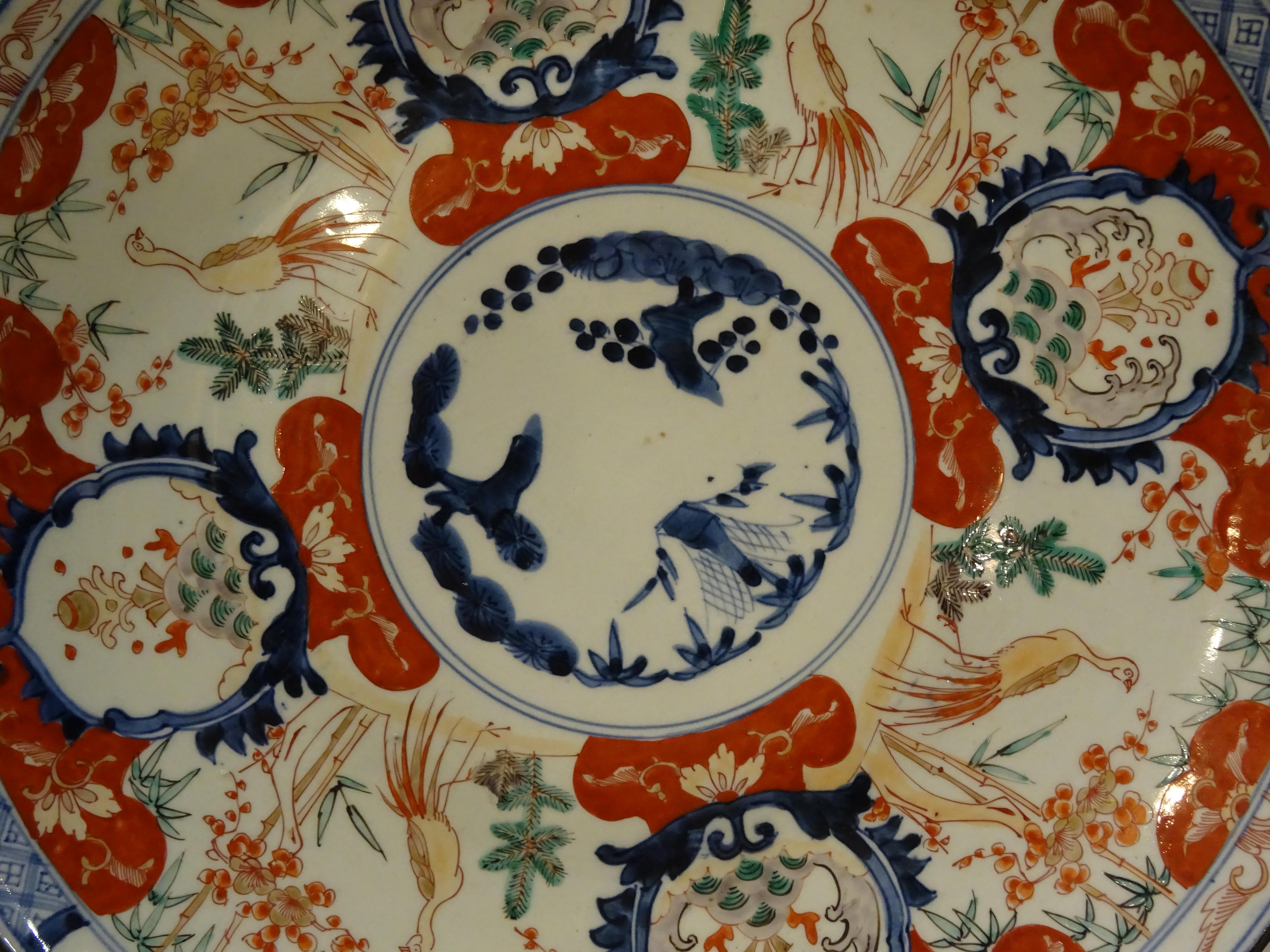 Imari 19th Century Japan Large Red Blue and White Porcelain Plate, circa 1860 7