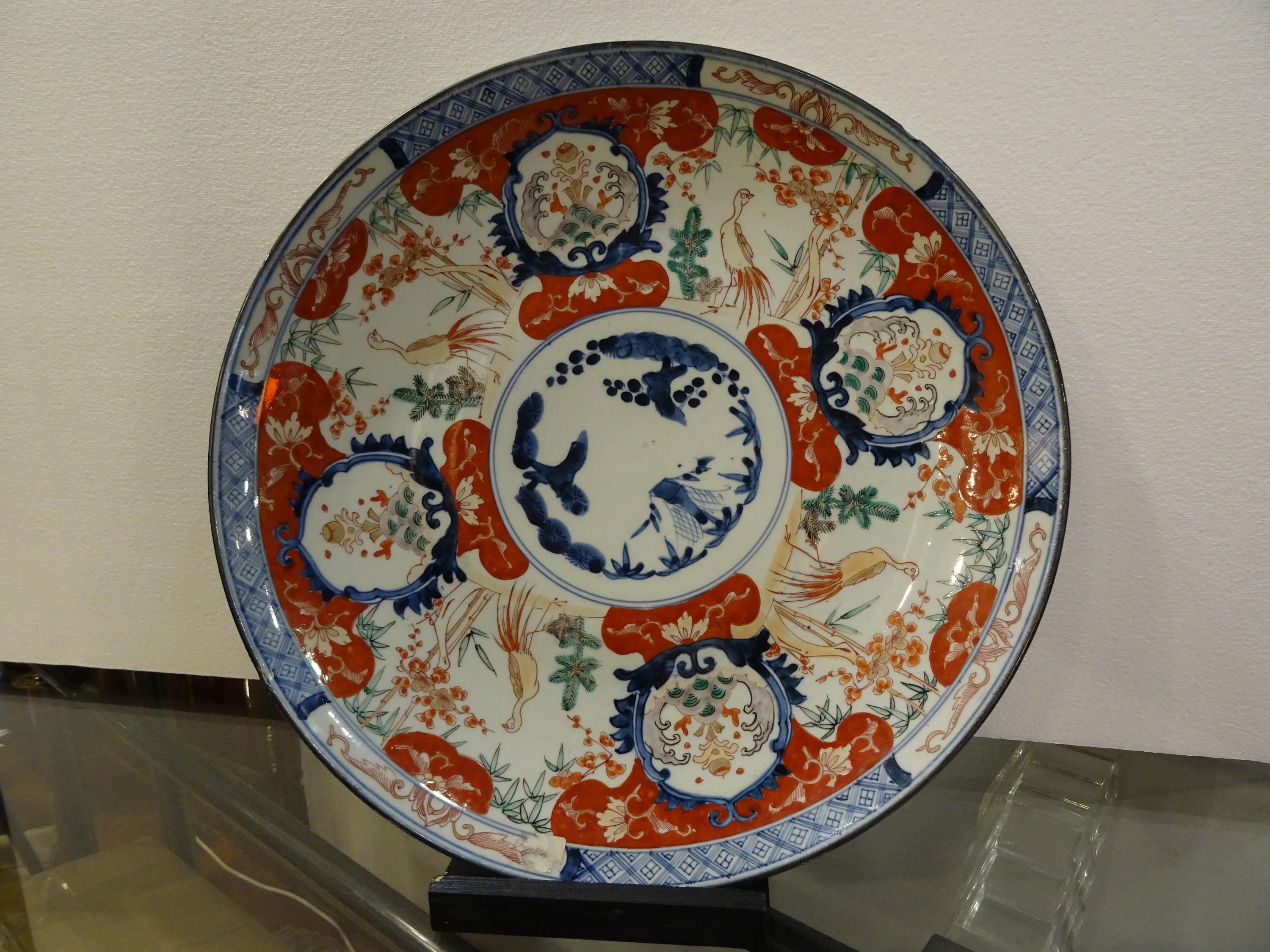 Imari 19th Century Japan Large Red Blue and White Porcelain Plate, circa 1860 13