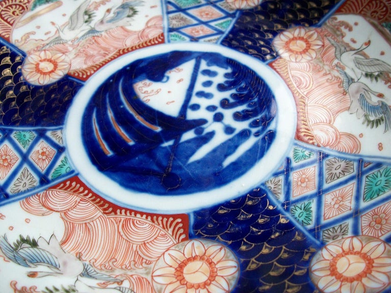 IMARI Antique Lobed Porcelain Charger Hand Painted, Japan, 19th