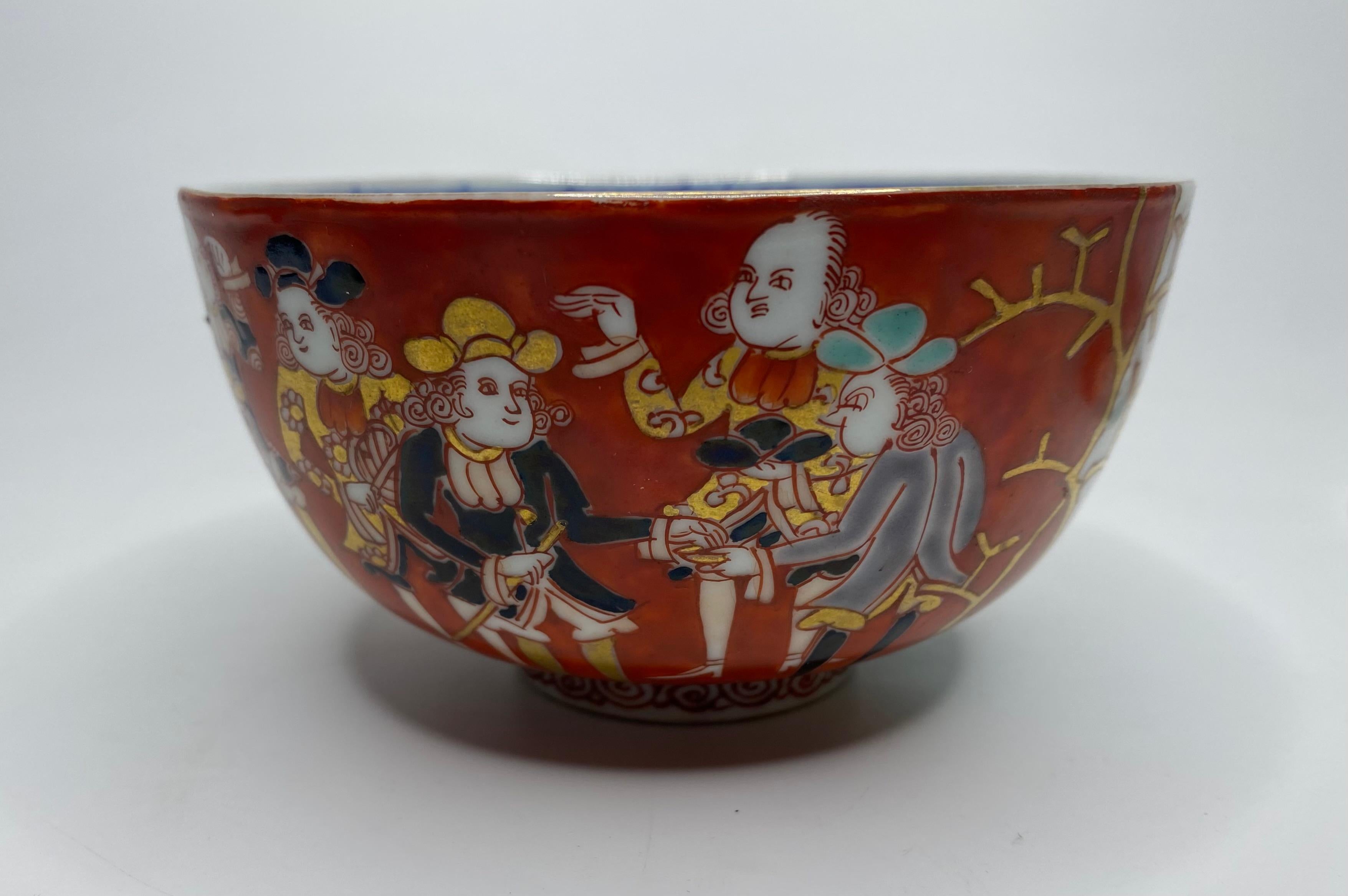 19th Century Imari ‘Black Ship’ bowl and cover, Japan, Meiji Period. For Sale