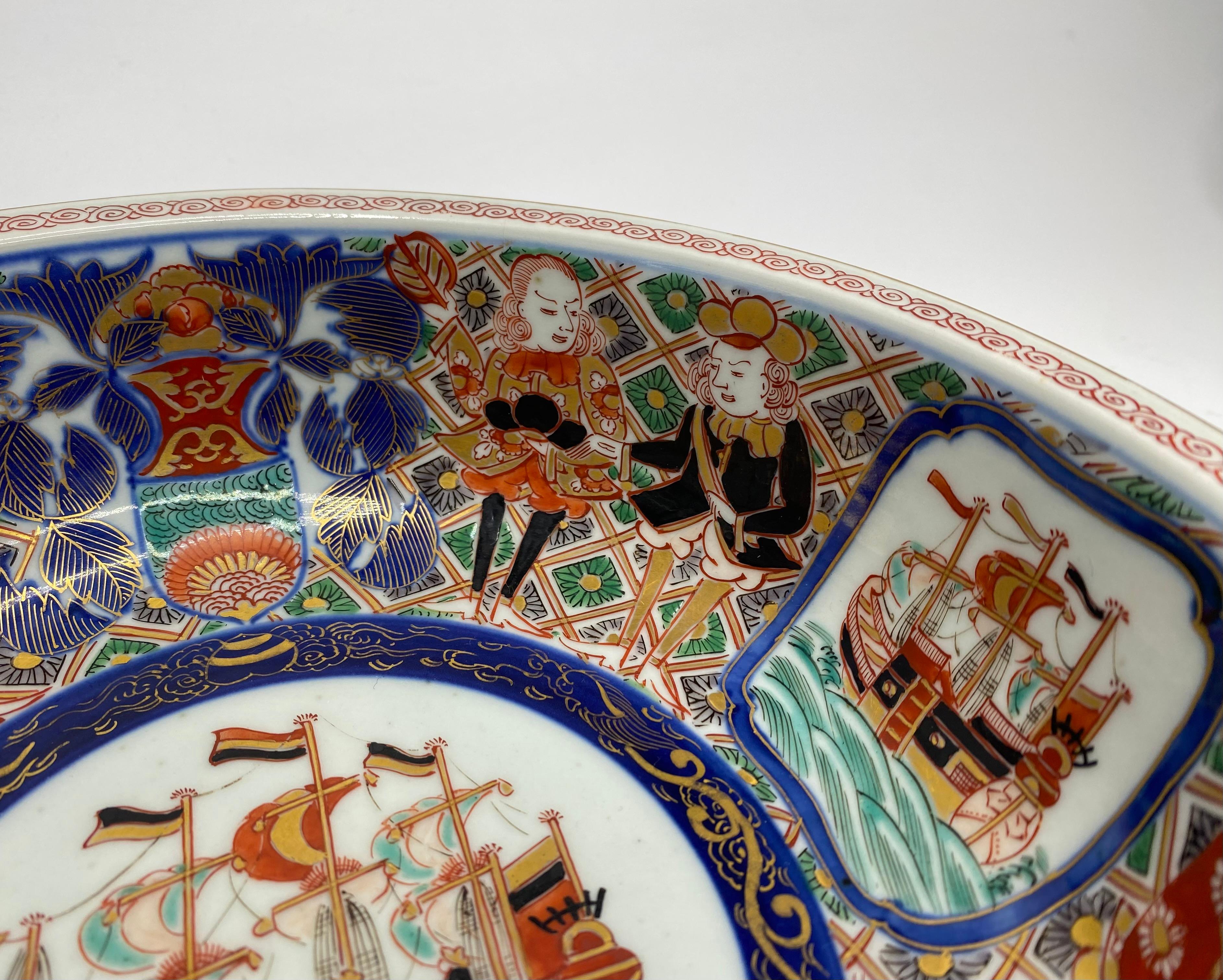 Imari Black Ship bowl, Japan, c. 1890, Meiji Period. In Excellent Condition For Sale In Gargrave, North Yorkshire