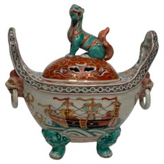 Imari ‘Black Ship’ koro & cover, Japan, Meiji Period.