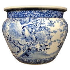 Imari Blue and White Fish Bowl Planter