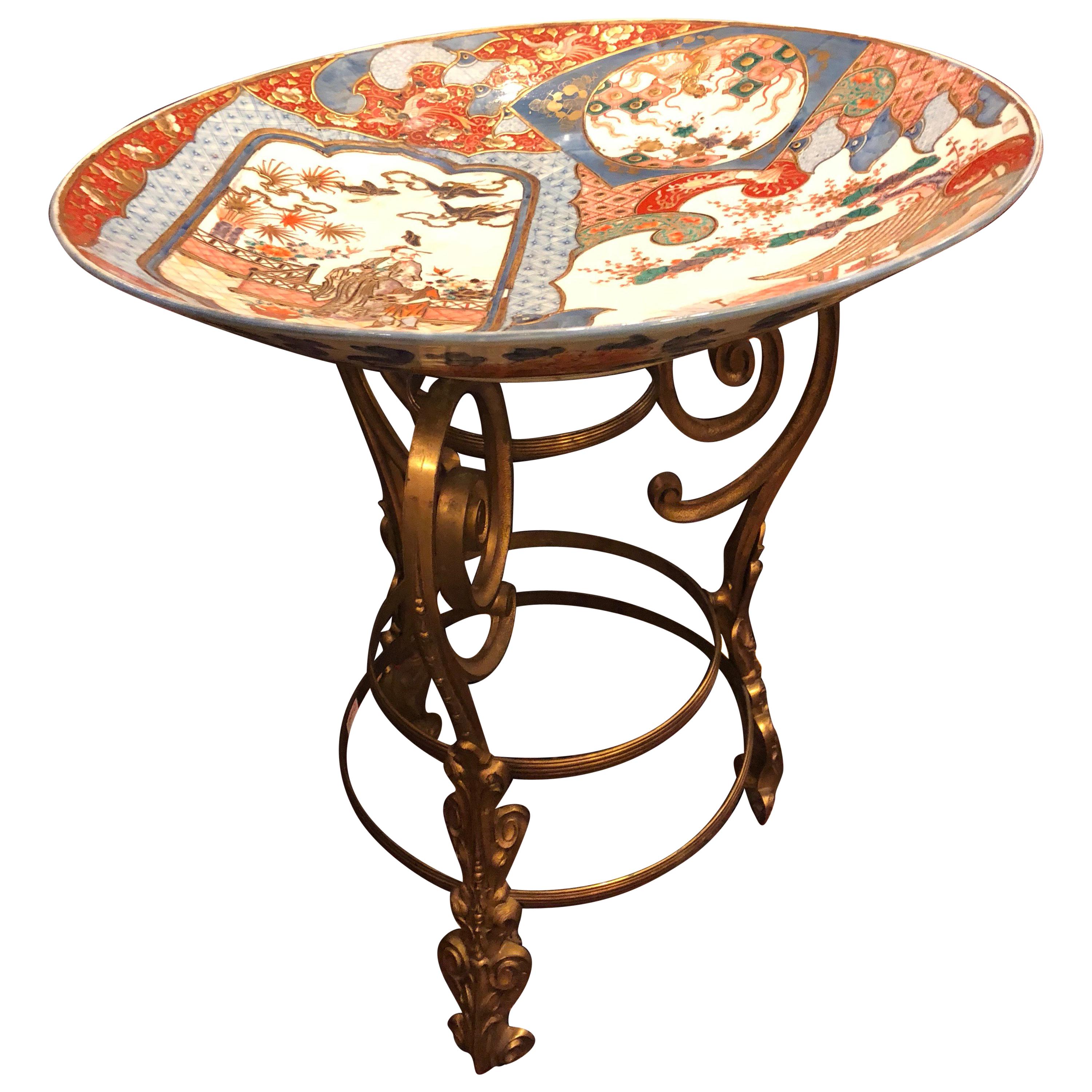  Imari Charger on Bronze Stand For Sale