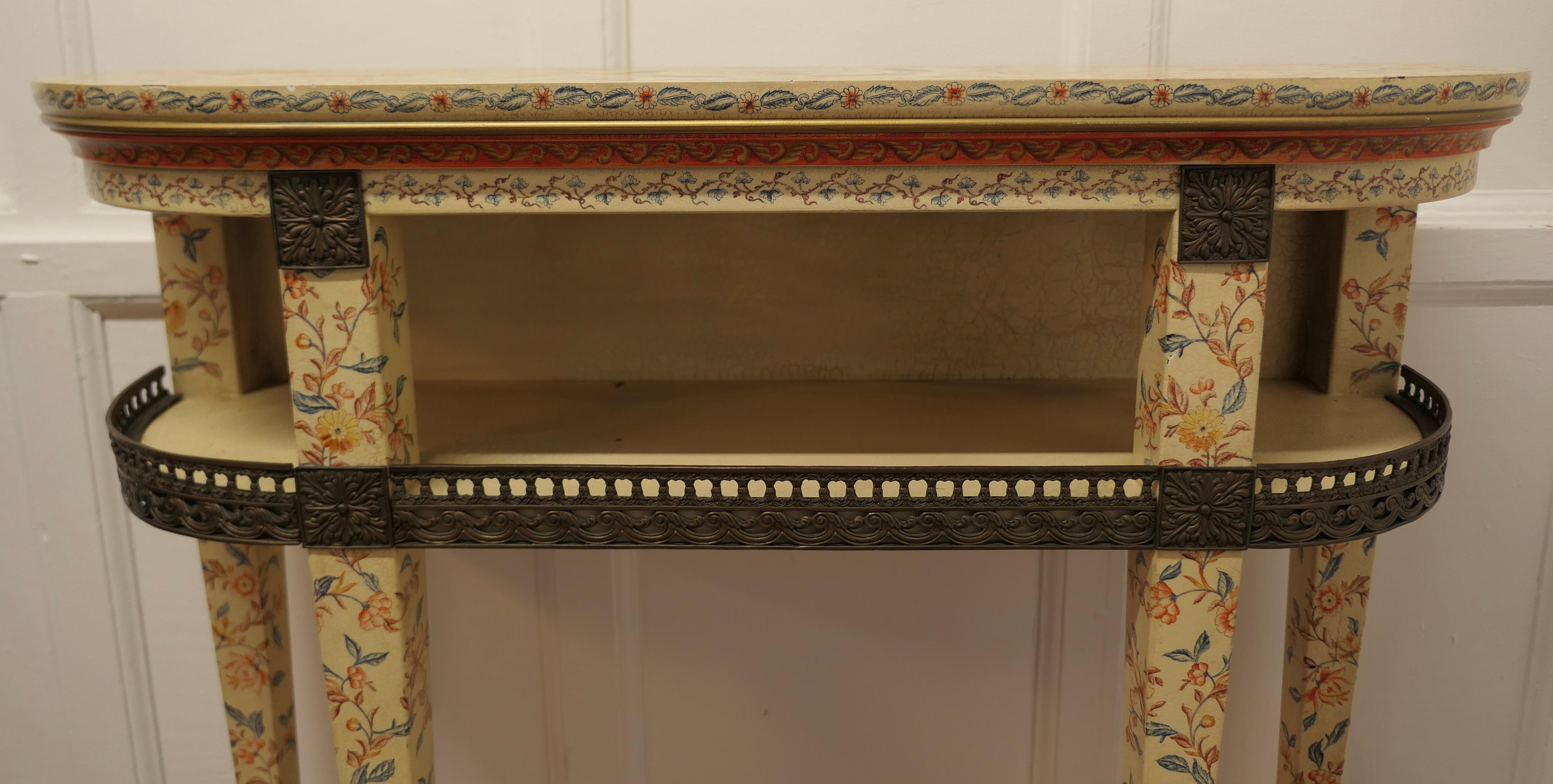 Early 20th Century Imari Chinoiserie Style Painted Console Table This Is a Very Attractive Piece For Sale