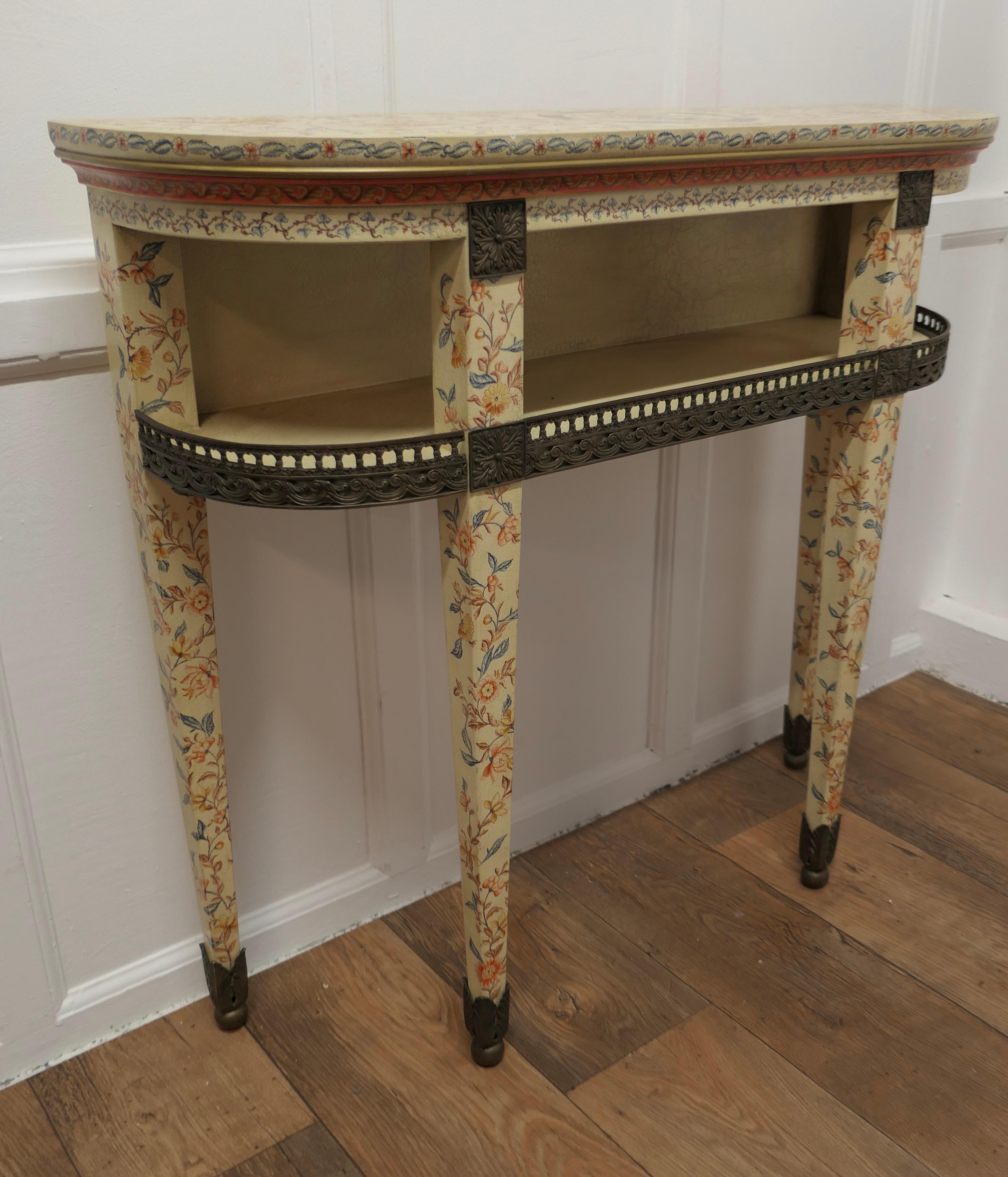 Pine Imari Chinoiserie Style Painted Console Table This Is a Very Attractive Piece For Sale