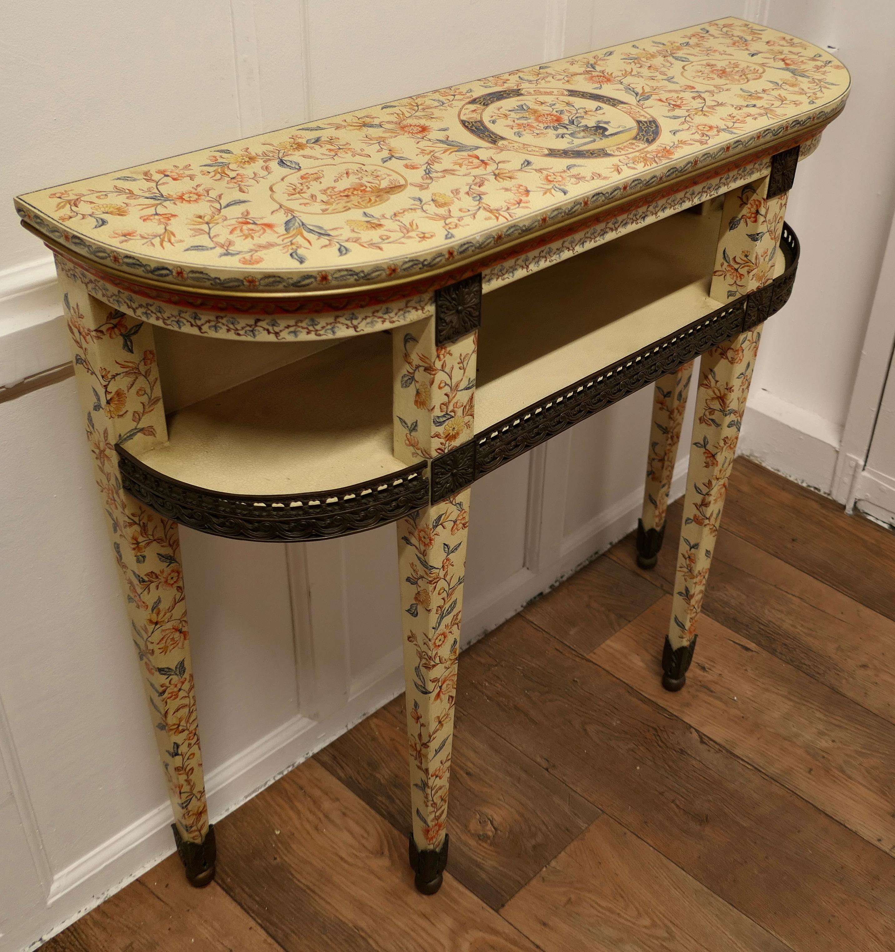 Imari Chinoiserie Style Painted Console Table This Is a Very Attractive Piece For Sale 1