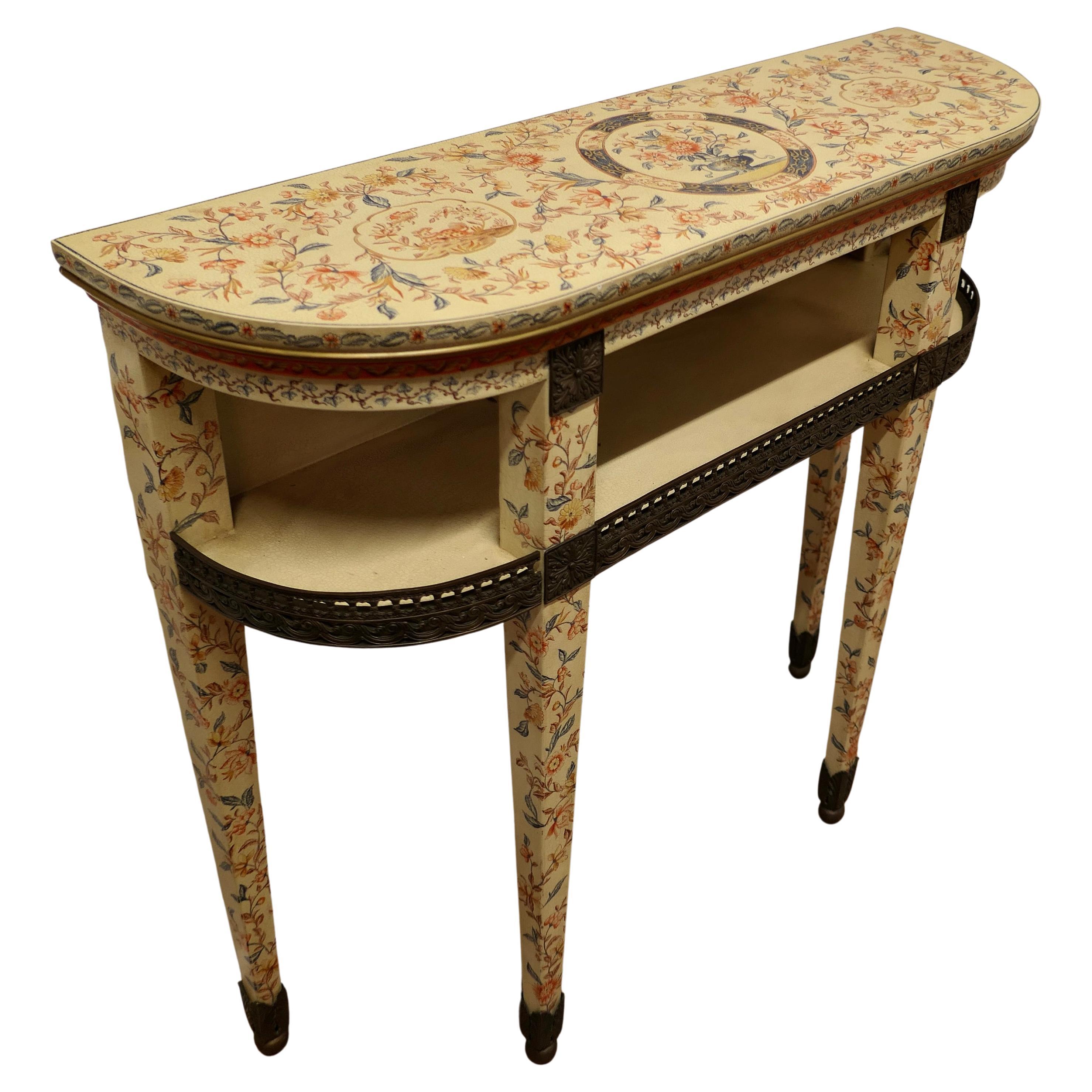 Imari Chinoiserie Style Painted Console Table This Is a Very Attractive Piece