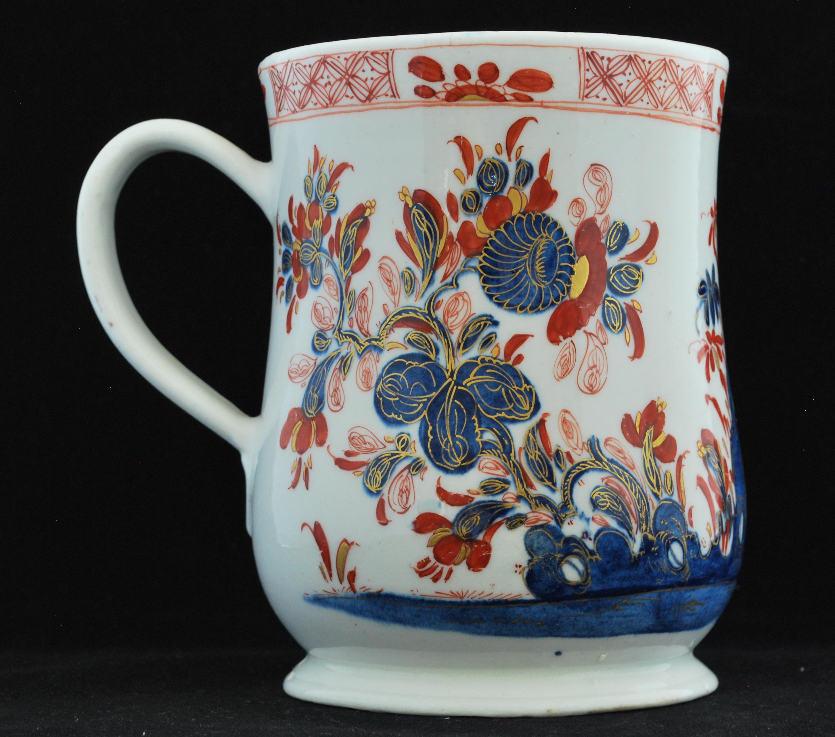 English Imari Decorated Tankard, Bow Porcelain Factory, circa 1753