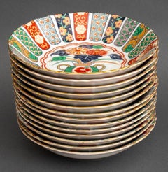 Imari Fan Arita Porcelain Dinner Service, 26 Pcs.