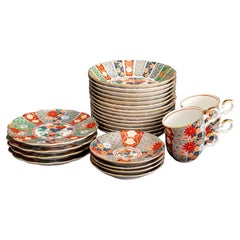 Imari Fan Arita Porcelain Dinner Service, 26 Pcs.