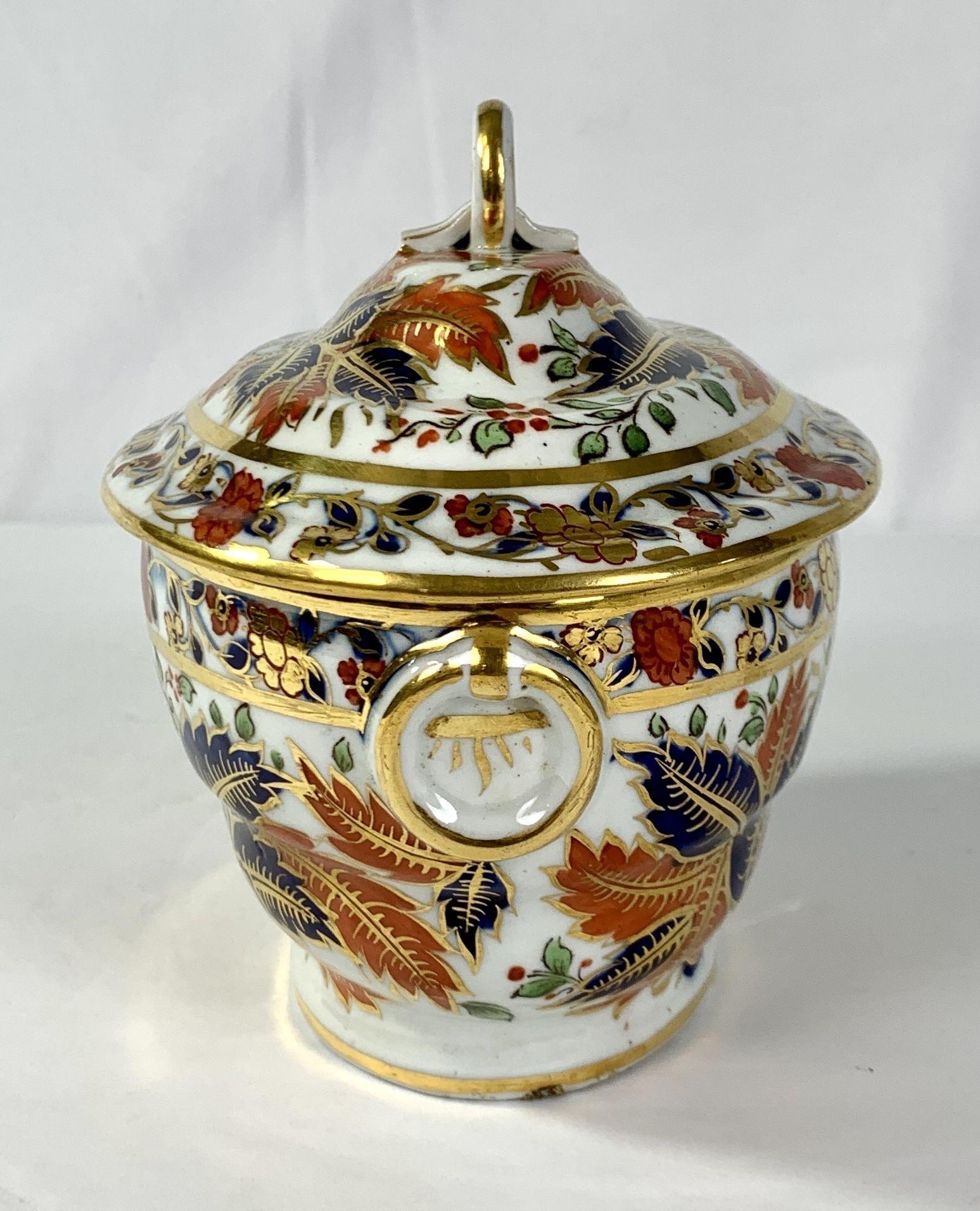 Imari Faux Tobacco Leaf Porcelain Sugar Box Chamberlain's Worcester Circa 1805 1