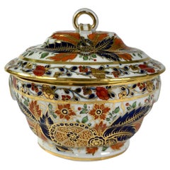 Imari Faux Tobacco Leaf Porcelain Sugar Box Chamberlain's Worcester Circa 1805