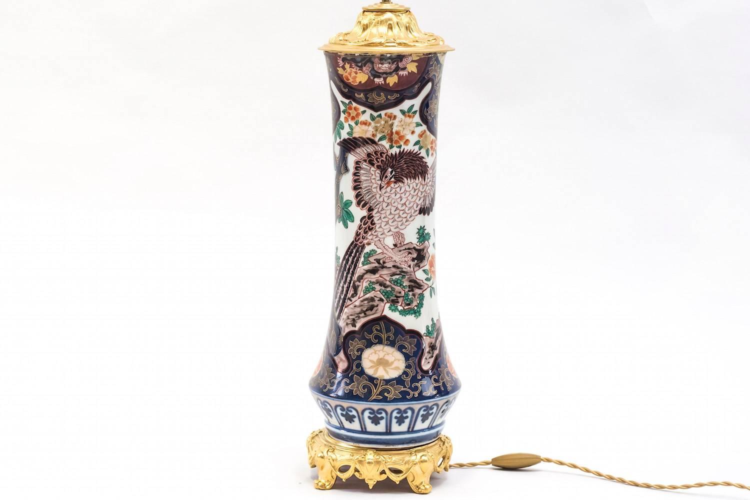 Imari Green Family Porcelain Lamp, Gilt Bronze Mount, circa 1880 1