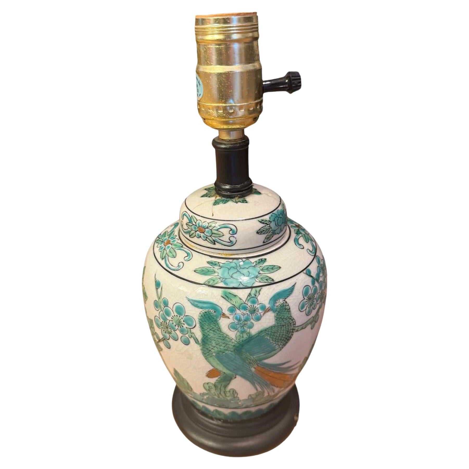 Imari Green Ginger Jar Lamp For Sale