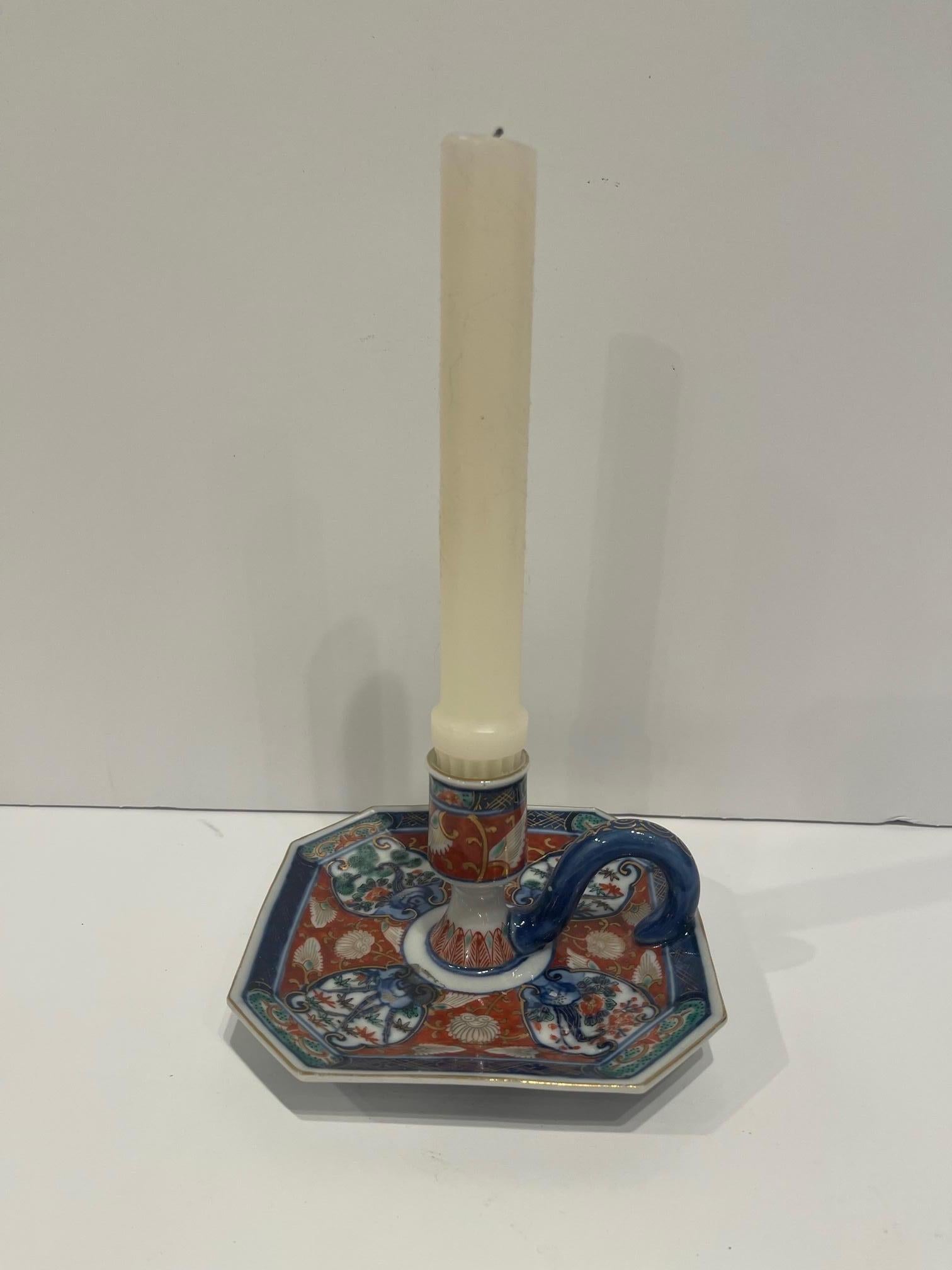Imari Japanese Chamber Stick or Candlestick, 20th Century In Good Condition For Sale In Savannah, GA