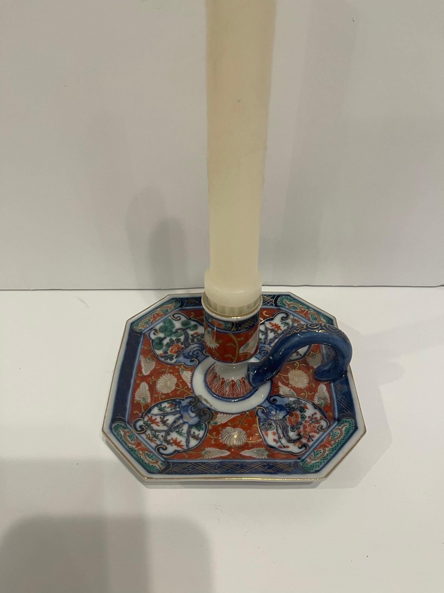 Porcelain Imari Japanese Chamber Stick or Candlestick, 20th Century For Sale