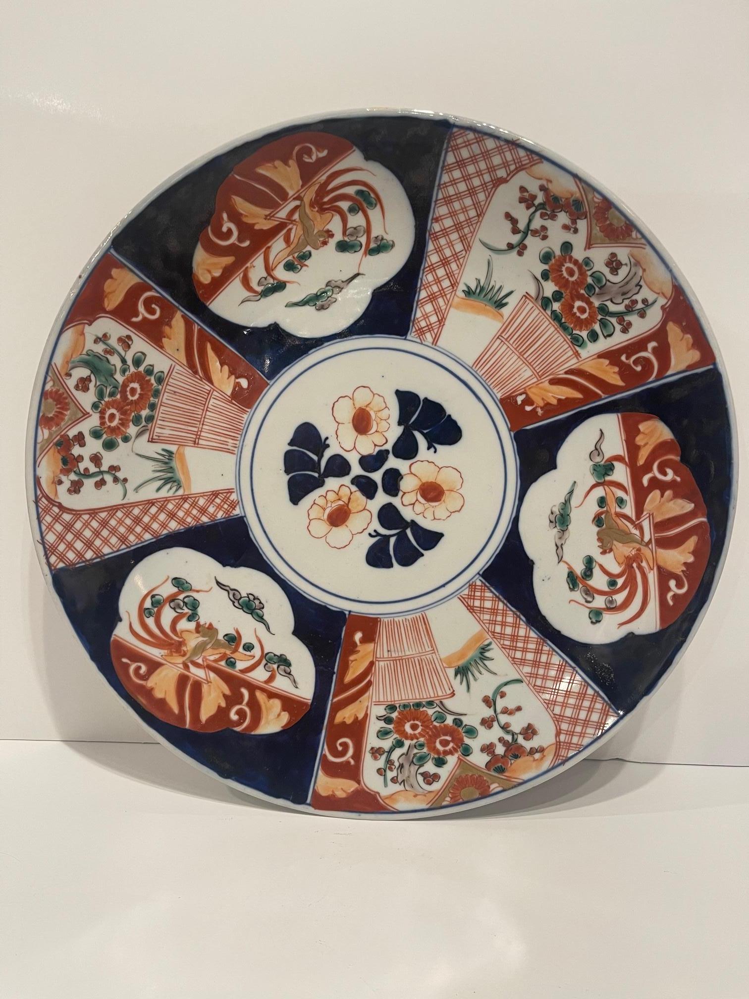 Imari Japanese Charger Porcelain Plate, 19th Century For Sale 1