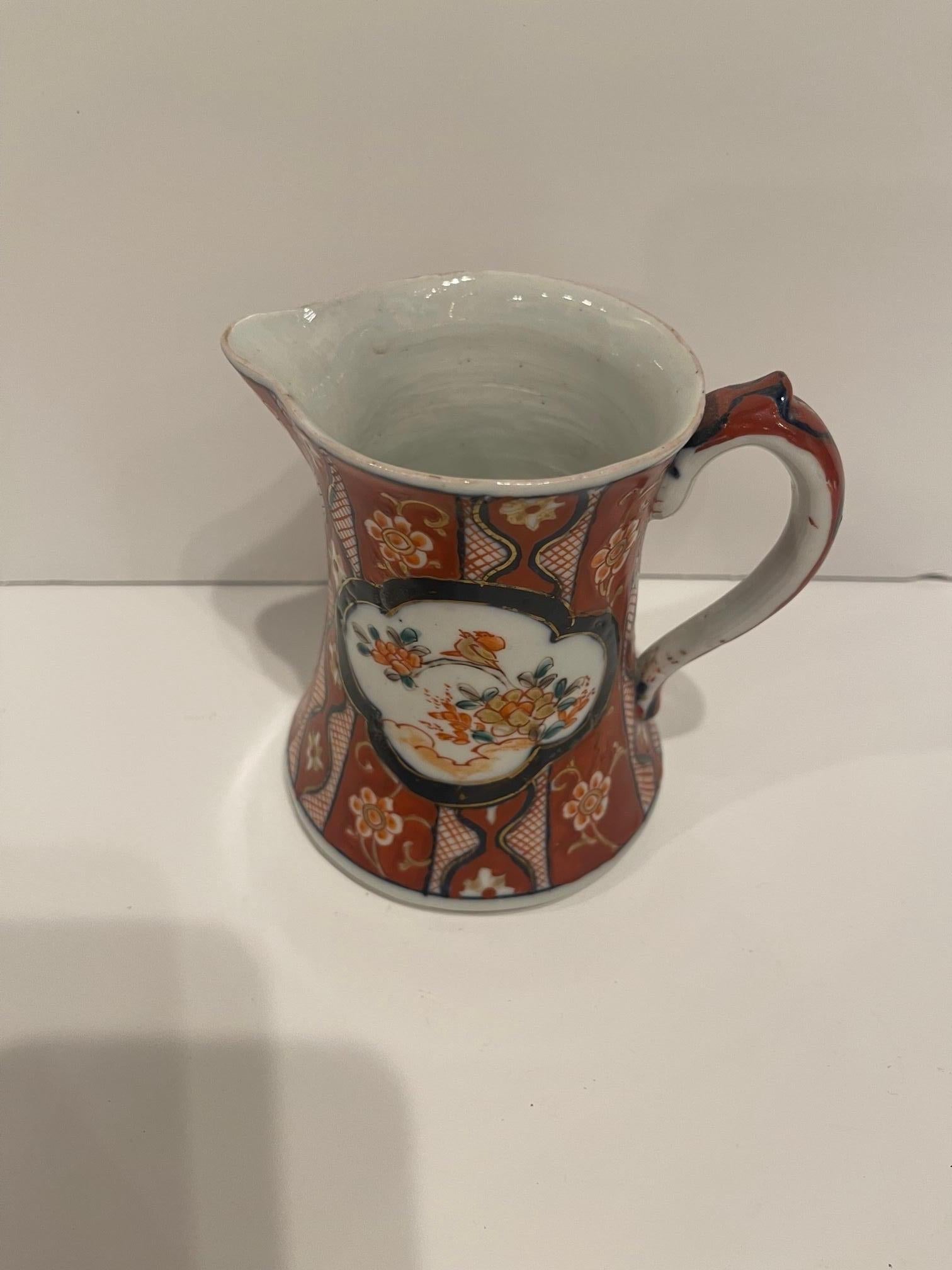 Porcelain Imari Japanese Pitcher with Floral Design, 19th Century For Sale
