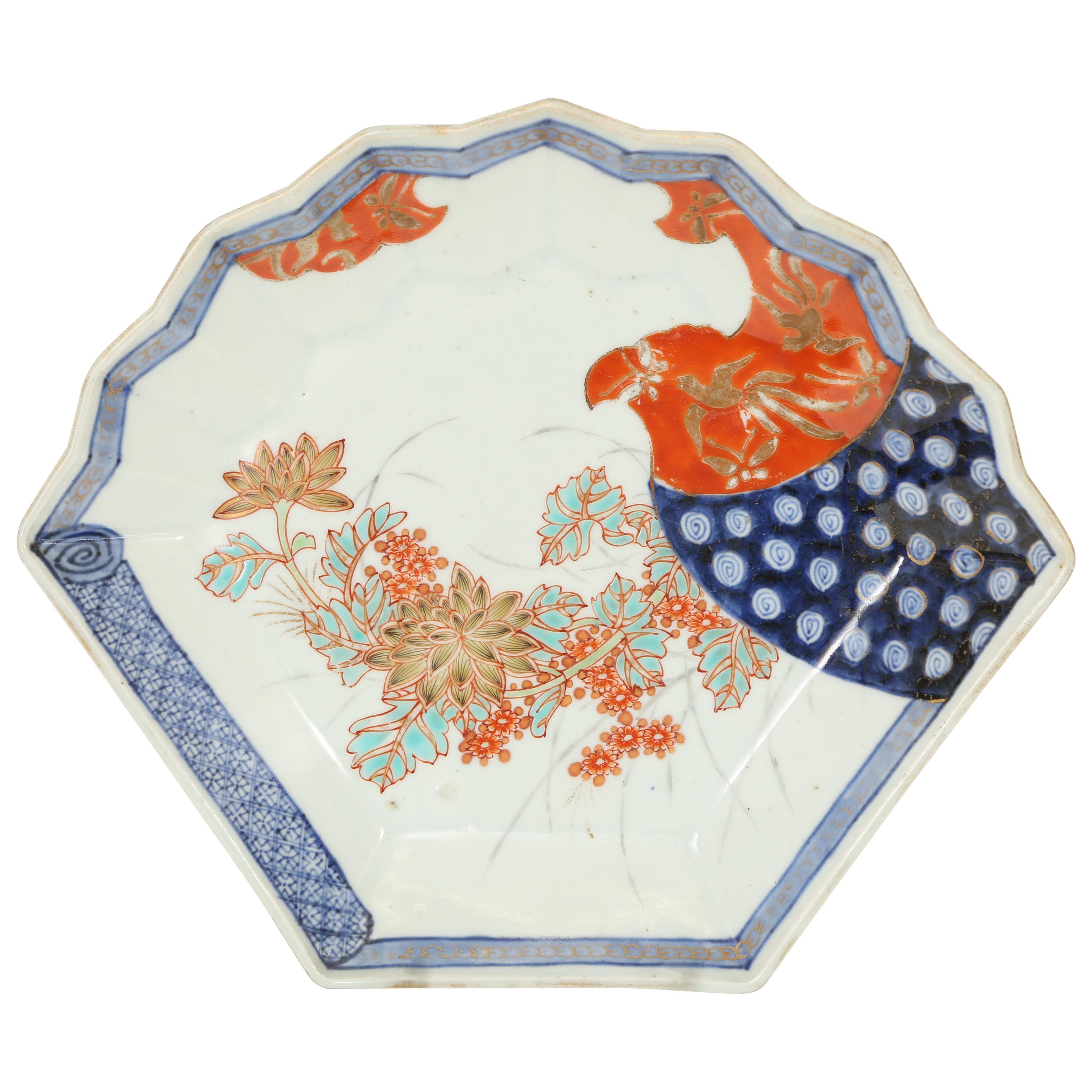 Imari Porcelain Fan Shaped Serving Plate,  Japan, Meiji Period, 19th Century