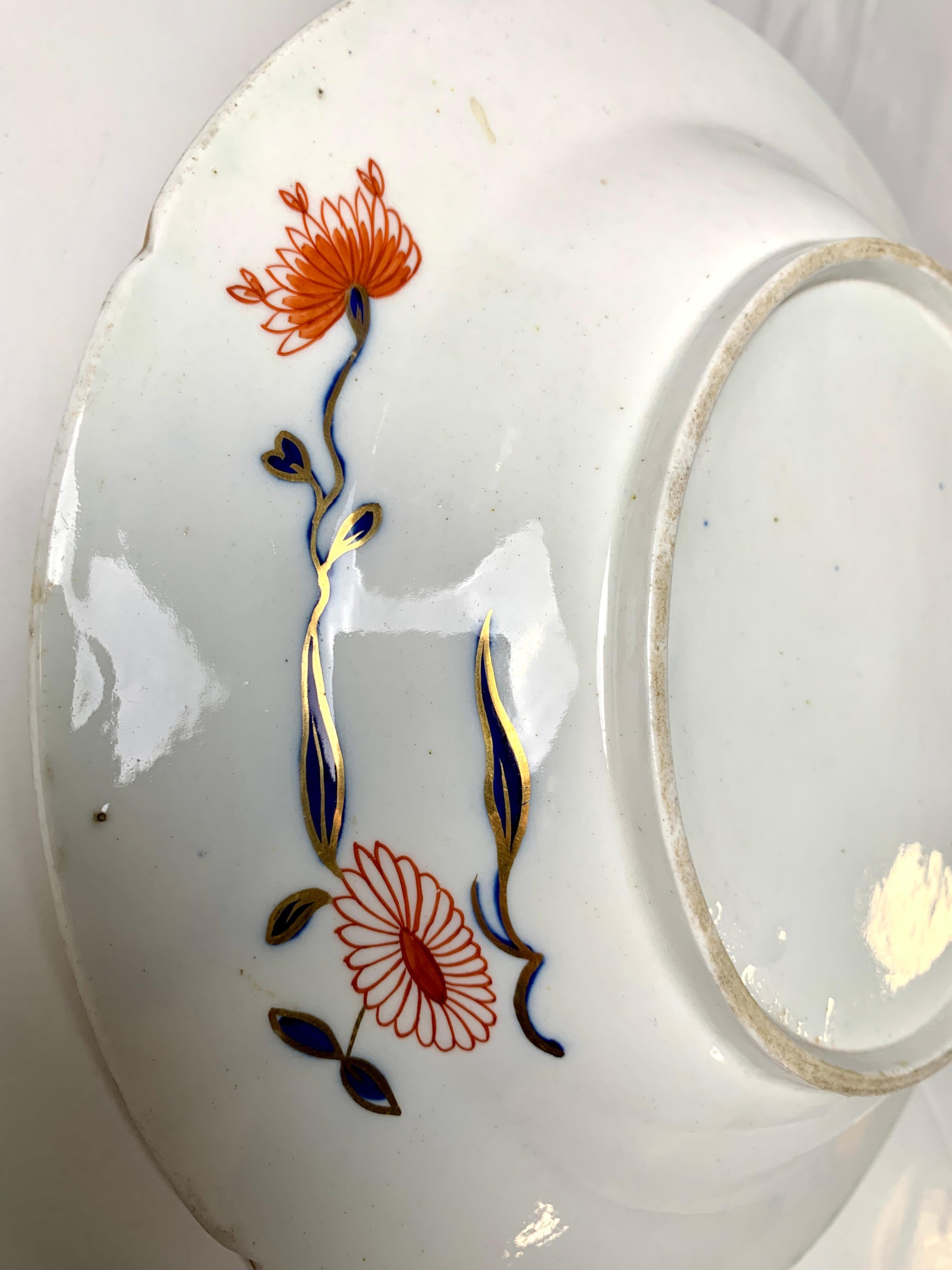 Imari Pair Antique Porcelain Dishes Hand Painted England, Circa 1820 3