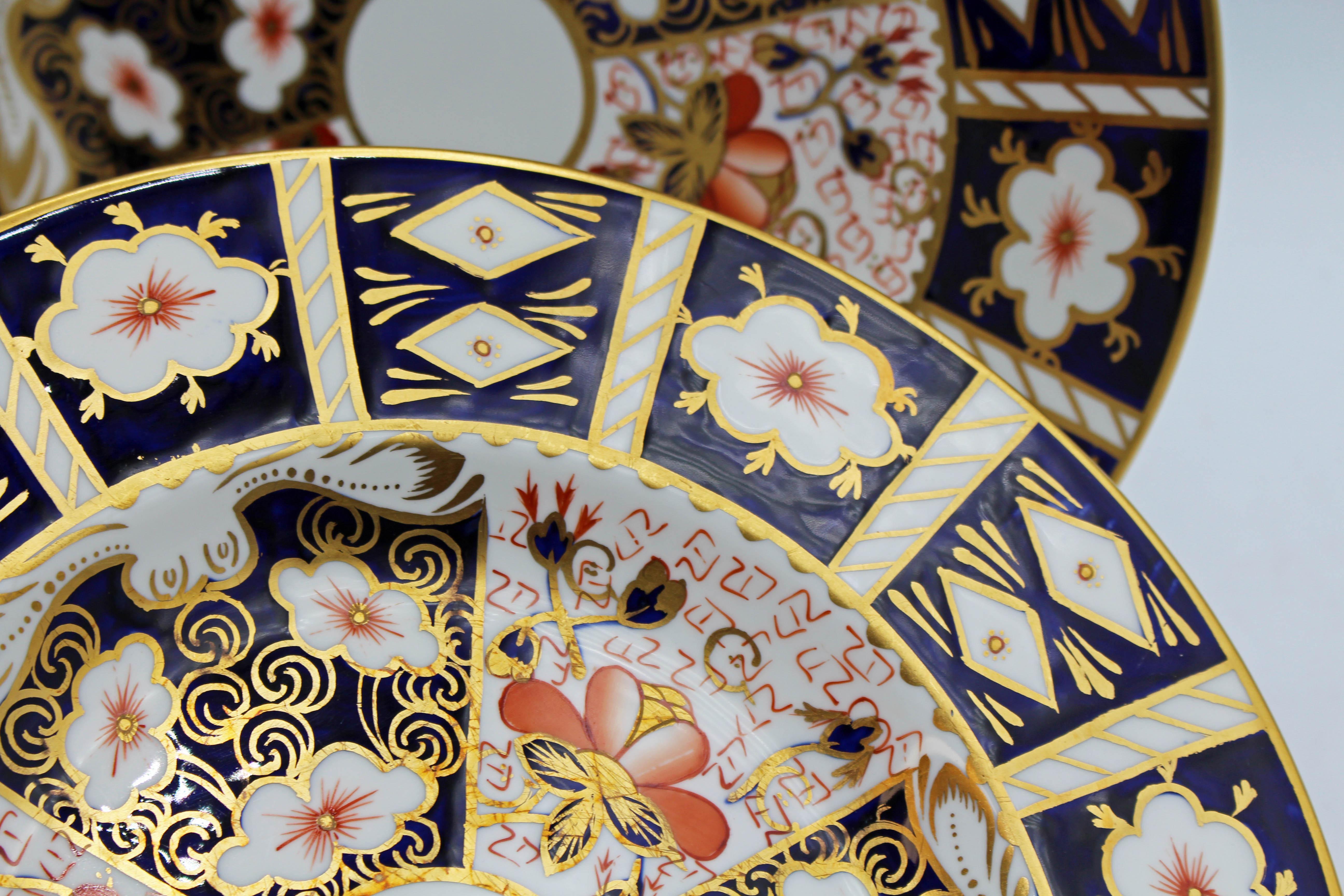 Imari Pattern Royal Crown Derby Dinner Plates, Set of 12 1