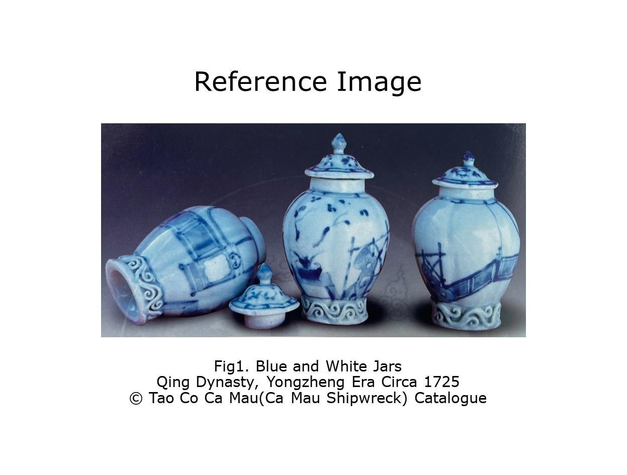 Service à thé bleu et blanc à motif de pavillon Imari v 1725, Dynastie Qing, époque Yongzheng en vente 2