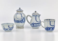 Imari Pavilion Pattern Blue and White Tea Set c 1725, Qing Dynasty, Yongzheng Re