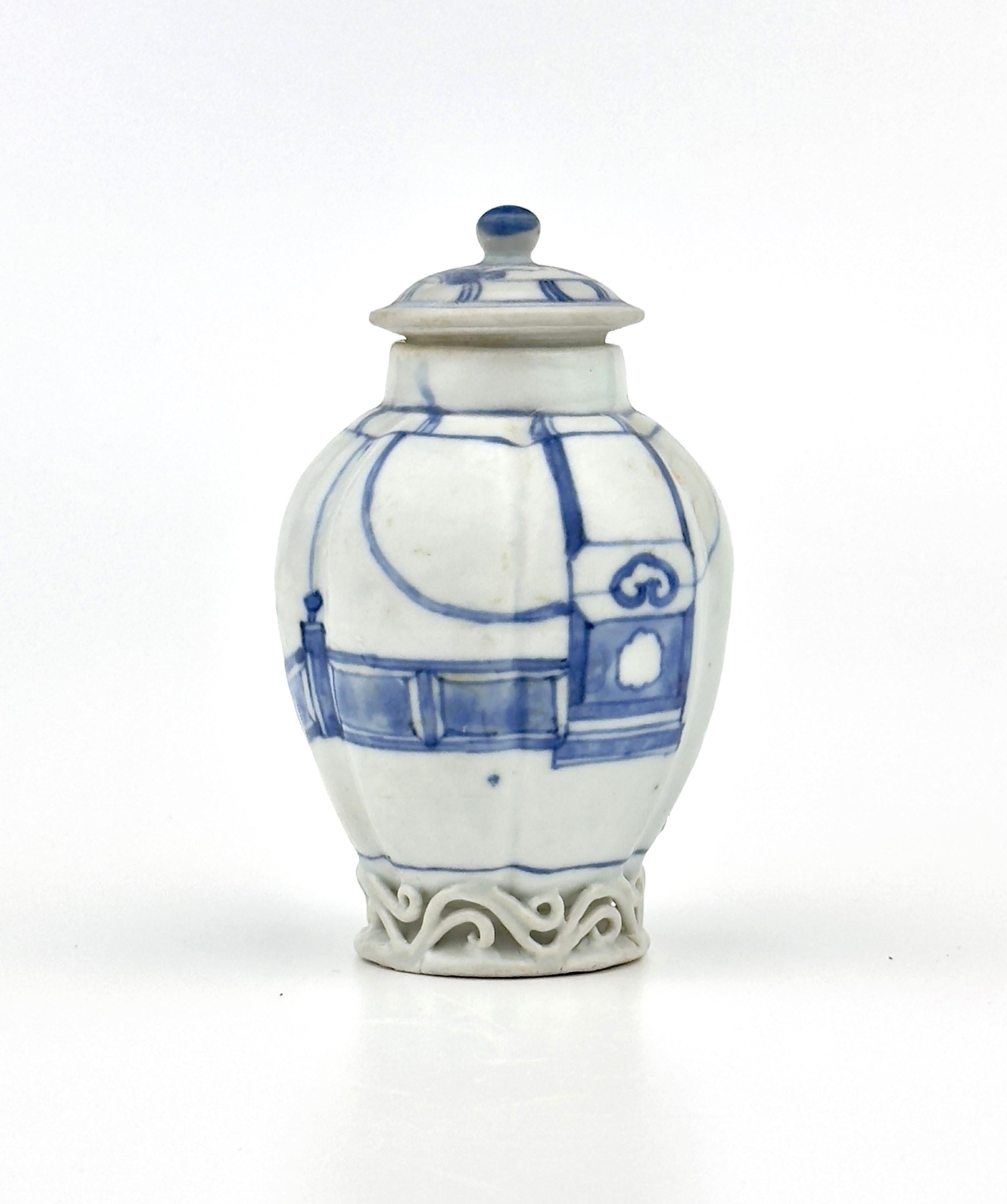 Early 18th Century Imari Pavilion Pattern Blue and White Tea Set c 1725, Qing Dynasty, Yongzheng Re For Sale